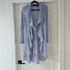 Moda International Light Blue Ruffled Cardigan Kid Mohair Size Small Y2k